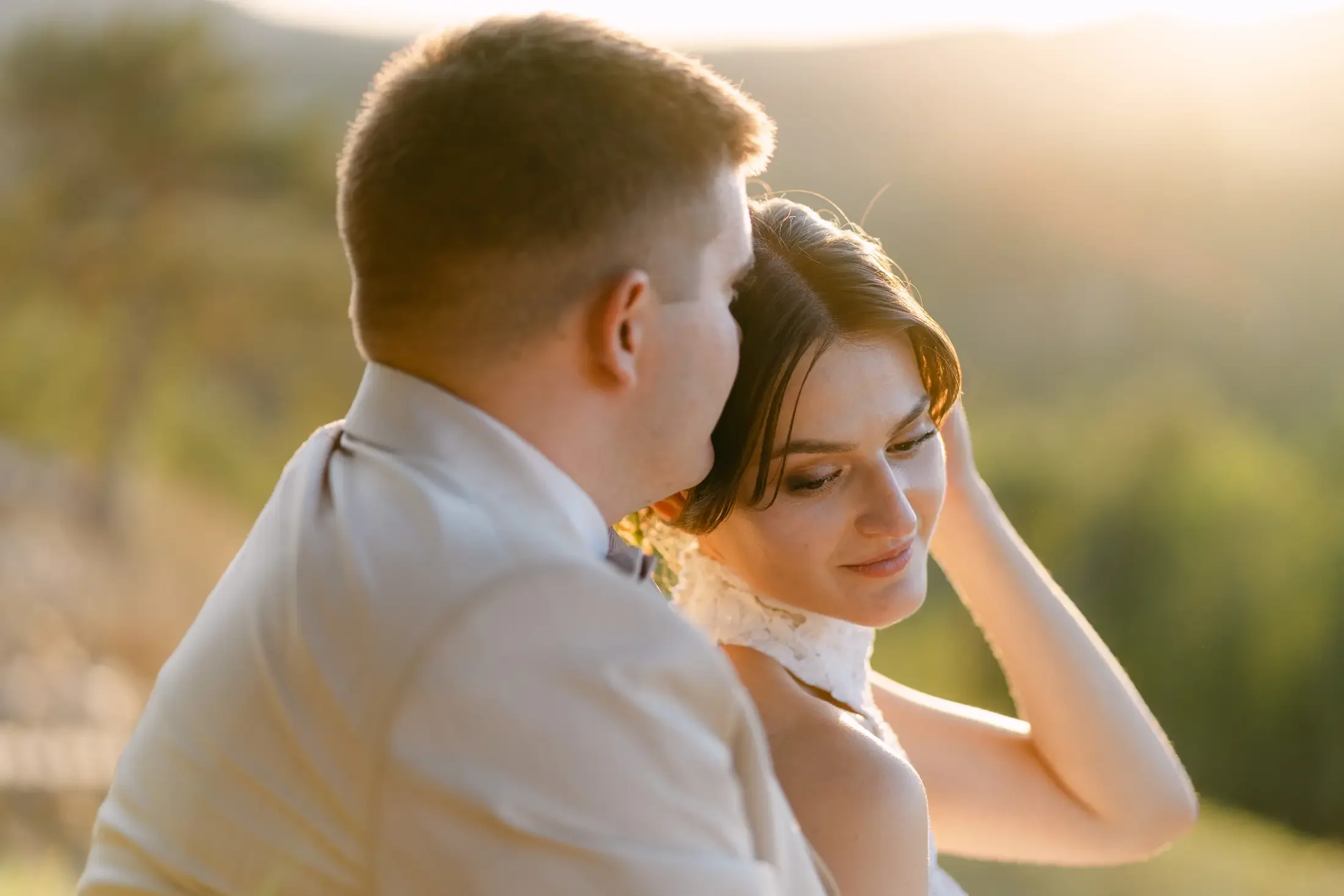 Bride and groom enjoying their wedding day in Istria, Croatia